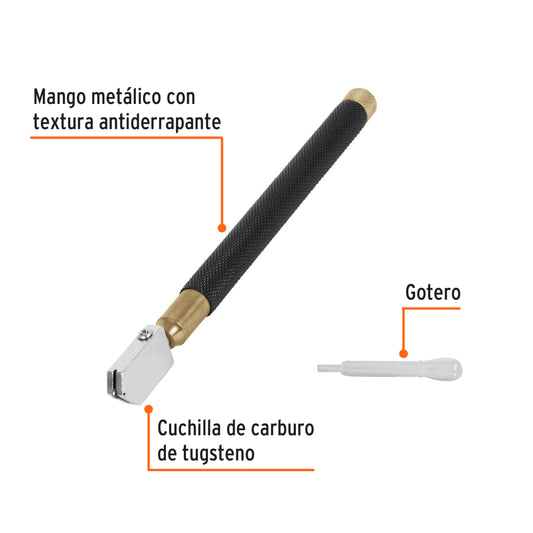 Cortador de vidrio 6" con depósito de aceite, truper expert