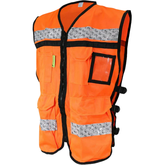 5655-Chaleco Anaranjado Abierto Tipo Rescatista De Algodon Talla 2Xg SR-2020ANCR2XG Jyrsa