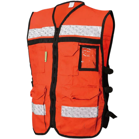 5653-Chaleco Anaranjado Abierto Tipo Rescatista De Algodon Talla Gd SR-2020ANCRGD Jyrsa