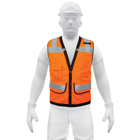 5665-Chaleco Seguridad Reforzado Naranja Con Bolsas M 13479 Truper