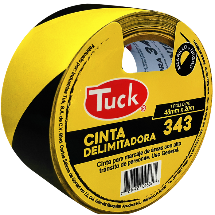 1275-Cinta Delimitadora 343 Amarillo Y Negro 48 Mm X 20 Mts 434301 Tuk