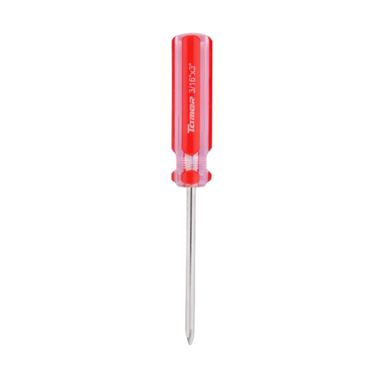 Desarmador cruz 3/16"x 3", barra acero cromado, mango PVC Modelo: DC-3163 Marca TAMER