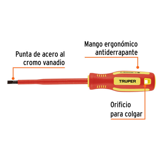 DR-7/32X5D Desarmador dieléctrico plano 7/32' x 5', Truper