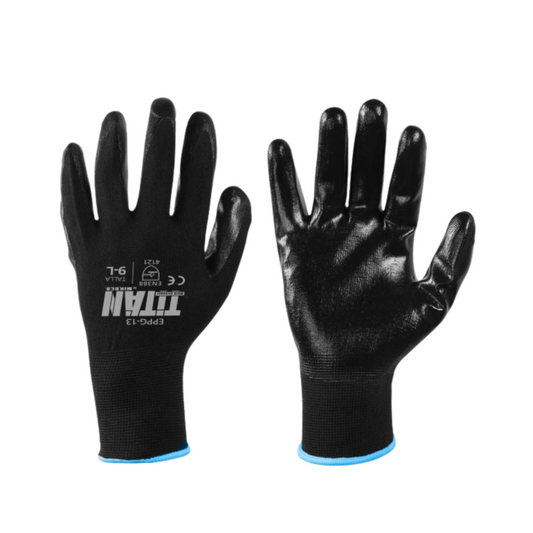 Guante de nylon con recubrimiento de nitrilo liso Modelo: EPPG-13GM Marca TITAN