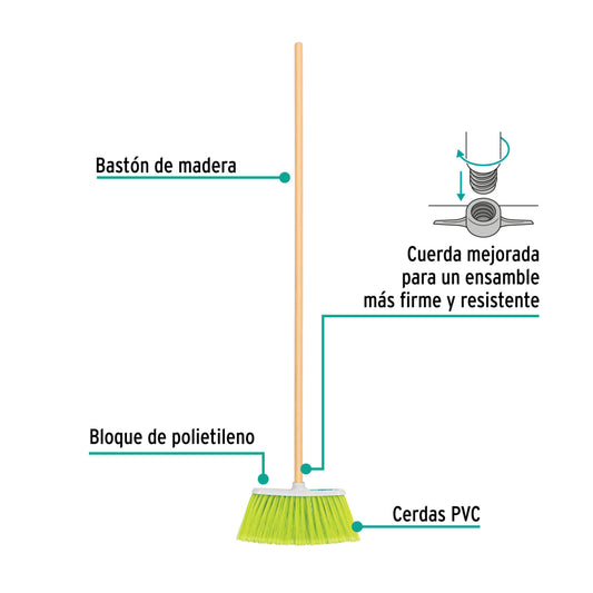 Escoba de vinilo, tipo cepillo, grande (S)(12)