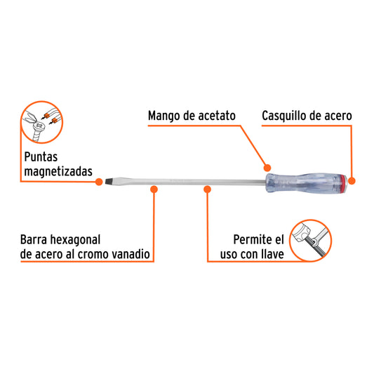 Desarmador plano de golpe 3/8" x 10", truper expert
