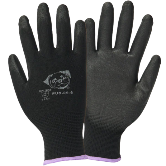 5793-Guante De Poliester Negro Cal. 13 Con Recubrimiento De Poliuretano Negro En Palma Y Dedos Sin Costuras X-L PUG09-XL Safe-Fit