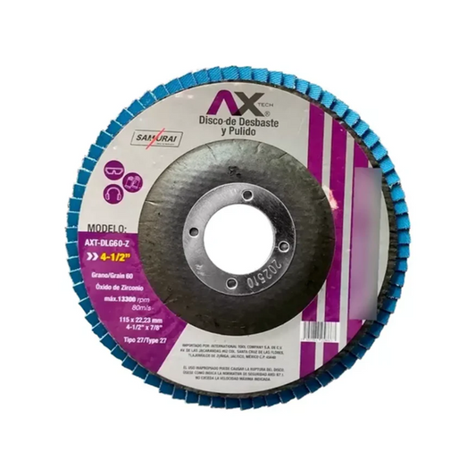 2094-Disco Laminado Para Desbaste Y Pulido De Oxido De Zirconio De Grano 60 4 1/2" (200Pzs) AXT-DLG60-Z ITC