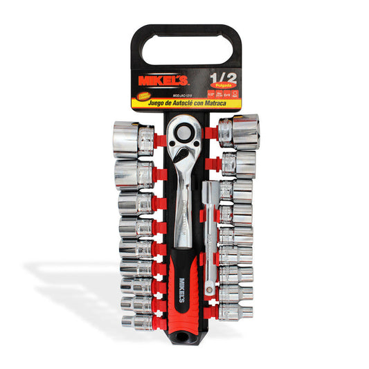 Juego de dados con matraca 1/2” (20 pzas) Modelo: JAC-1219 Marca MIKELS