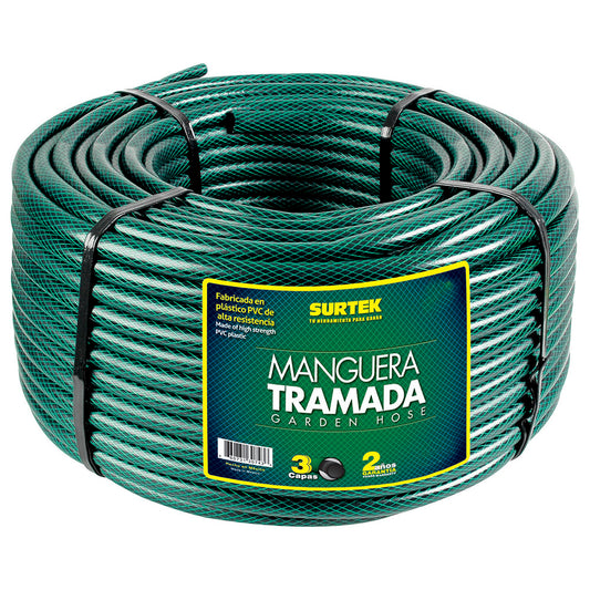 Manguera para jardín tramada verde en rollo 3/4", 100 m Surtek