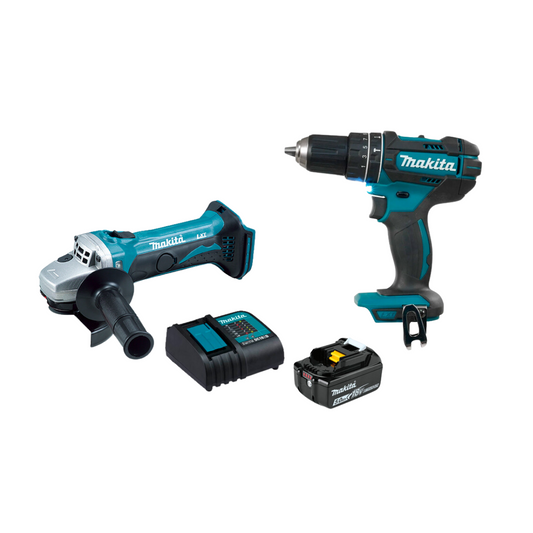Combo Mini Esmeriladora Dga452 Y Rotomartillo Dhp482 18V Con Cargador Y Batería DLX2401ST Makita Catalogo