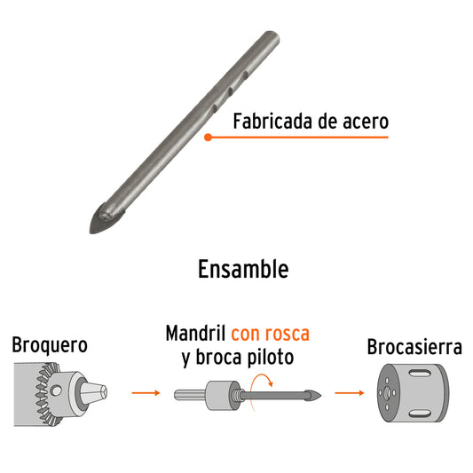 Broca piloto de 1/4" para brocasierras diamante, truper