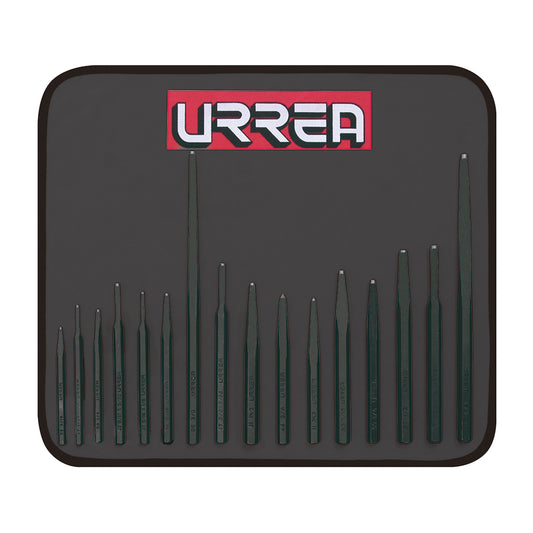 Juego de puntos, punzones, cinceles y botadores, 16 piezas Urrea