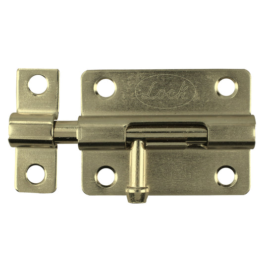 Pasador de sobreponer tipo barril acabado latón brillante, 8 cm Lock