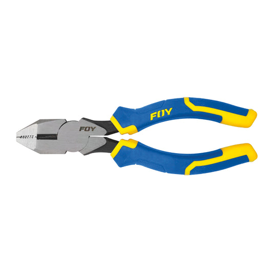 Pinza para electricista con mango bimaterial corte lateral de 8" 225 mm Foy