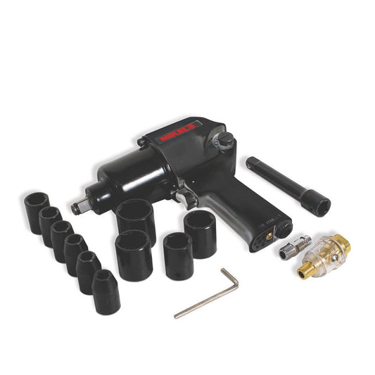 Pistola de impacto neumática (1/2”, 529 lb/ft) con kit de 10 dados Modelo: PIN-734H Marca MIKELS