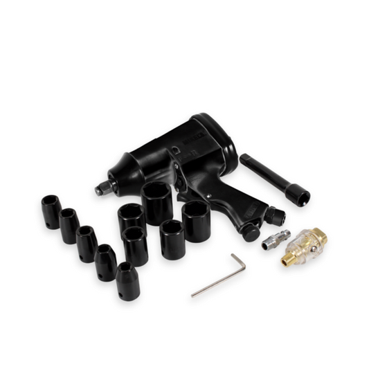 Pistola de impacto neumática con kit de 10 dados (1/2”, 320 lb/ft) Modelo: PINK-1/2 Marca MIKELS