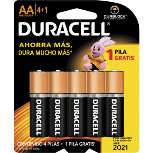 1056-Pila Duracell AA Paq 4 Pza 4+1 DU5996 Hecort