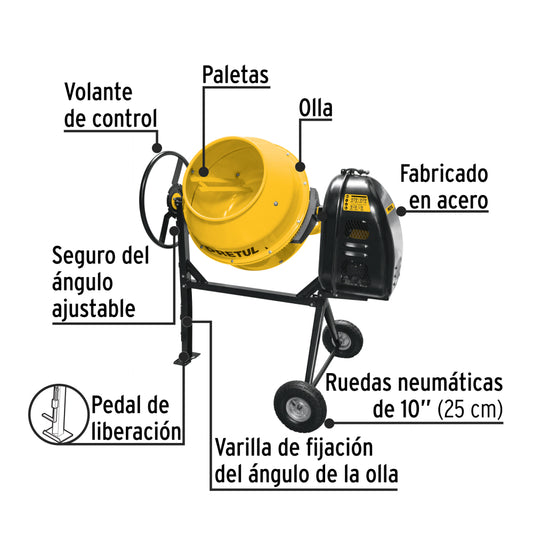 REVOLVEDORA CEMENTO A GASOLINA 1/2 SACO 160 L PRETUL RECE-160P (N)(1)