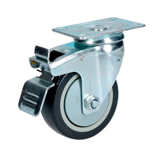 Rodaja De Poliuretano Negro Giratoria Con Freno 4" Surtek DS