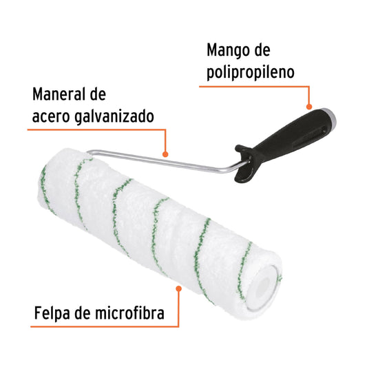 Rodillo para pintar 9" x 3/8" microfibra, sup. poco rugosas