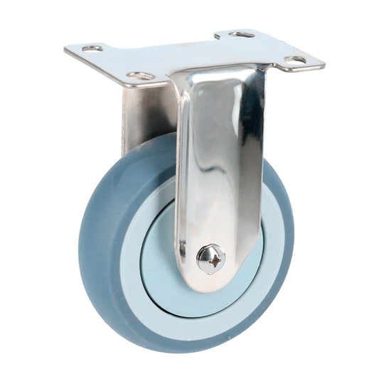 Rodaja De Tpr Gris Con Herrajes De Acero Inoxidable Fija 4" Surtek DS