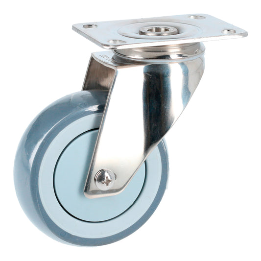 Rodaja De Tpr Gris Con Herrajes De Acero Inoxidable Giratoria 4" Surtek DS