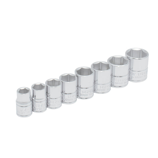 Juego de dados cuadro de 3/8", 6 puntas, en pulgadas, 8 piezas Urrea