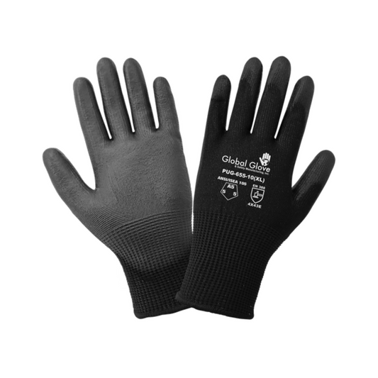 5800-Guantes Lisos Resistentes A Cortes Abrasión Y Perforaciones De Hppe Negros Recubiertos De Poliuretano Sin Costuras Calibre 13 Sin Costuras PUG655-G Safe-Fit