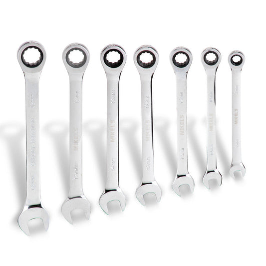 Set de llaves combinadas con matraca (7 pzas) Modelo: SLCM-7 Marca MIKELS