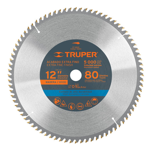2136-Disco Sierra 12' Para Madera 80 Dientes Centro 1' 12684 Truper