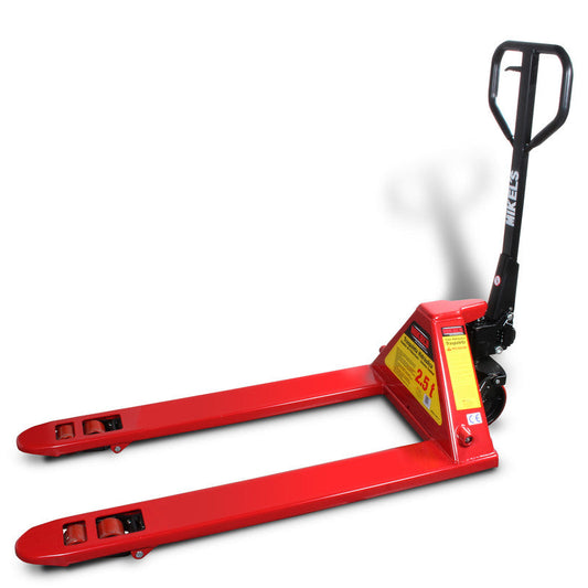 Patín hidráulico transpaleta con ruedas de poliuretano sistema tándem (2.5 ton) Modelo: TMK-2.5 Marca MIKELS