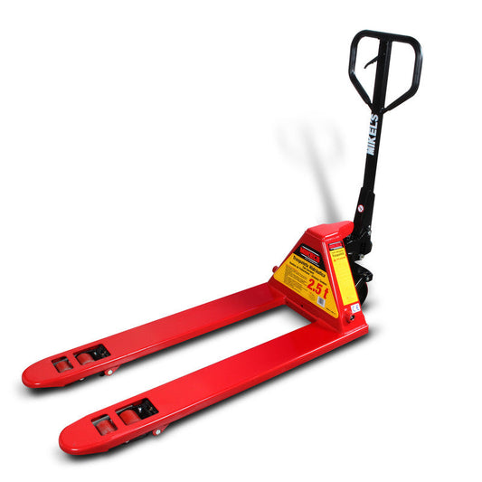 Patín hidráulico transpaleta con ruedas de poliuretano sistema tándem tipo Europeo (2.5 ton) Modelo: TMKE-2.5 Marca MIKELS