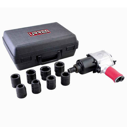 Juego de pistola de impacto neumática cuadro de 3/4" y accesorios métricos, 10 piezas Urrea