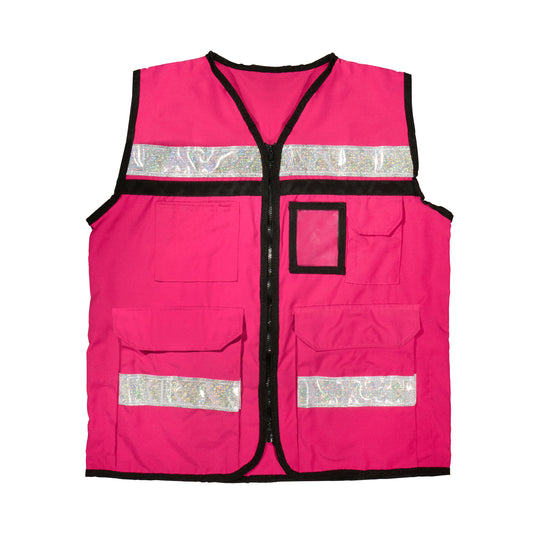 Chaleco de seguridad tipo supervisor cerrado con reflejante rosa M Urrea