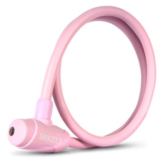 Cable candado con llaves, color rosa ( 1 mt) Modelo: C-121R Marca MIKELS