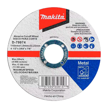 disco abrasivo para corte de acero 4-1/2 x 7/8 x 1,0 mm B79974 Makita
