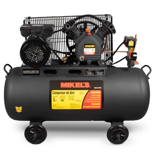 Compresor de aire 3 HP con banda, 100 lts Modelo: CA-3HP100 Marca MIKELS