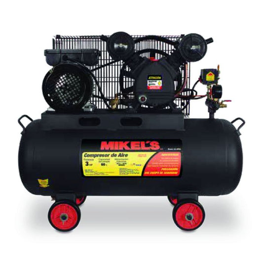 Compresor de aire 3 HP con banda (60 lts) Modelo: CA-3HP60 Marca MIKELS