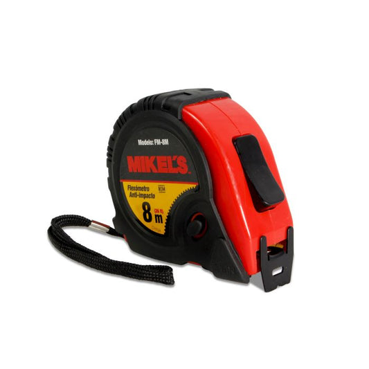 Flexómetro Anti-Impacto 8 mts Modelo: FM-8M Marca MIKELS