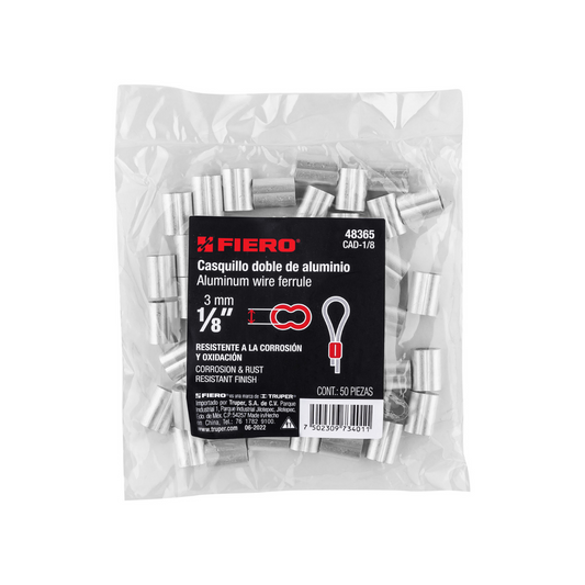 Bolsa Con 50 Casquillos Dobles De Aluminio 1/4' Fiero 48367 Truper