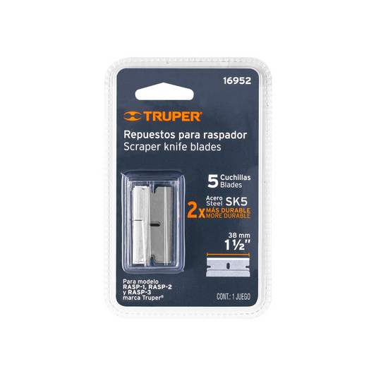 3894-Caja Con 5 Navajas De Repuesto Para Rasp-32 Y 1 16952 Truper