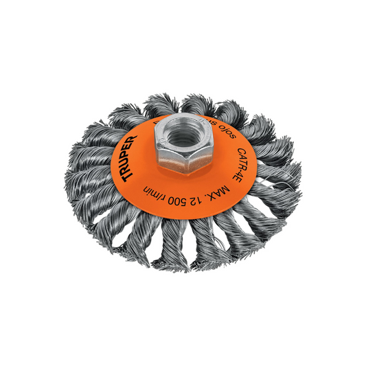 1937-Carda Tipo Cónico 4' Alambre Trenzado Eje 5/8'-11 14190 Truper