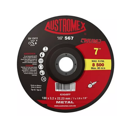 2071-Disco Laminado Especificación Tza - 60 Grano Zirconio De 115 X 22.23 Mm 1717 Austromex