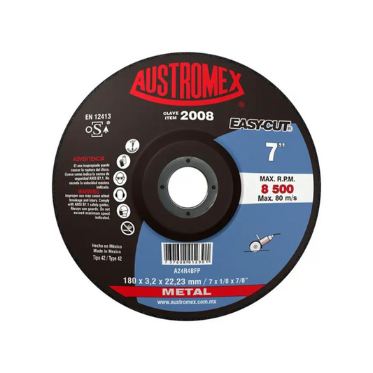 2050-Disco Abrasivo Para Corte De Metal De 180 X 3.2 X 22.23 Mm 2008 Austromex