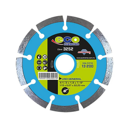 1982-Disco De Diamante De 115 X 1.9 X 22.23 Mm Para Corte De Materiales De Construcción En General 3252 Austromex