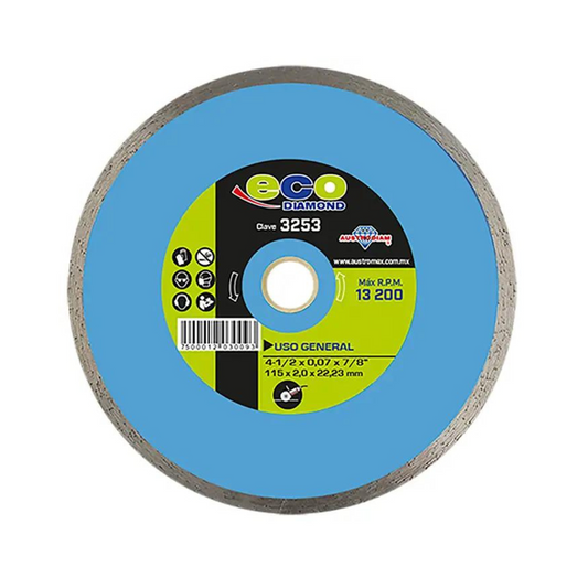1985-Disco De Diamante De 115 X 2.0 X 22.23 Mm Para Corte De Materiales De Construcción En General 3253 Austromex