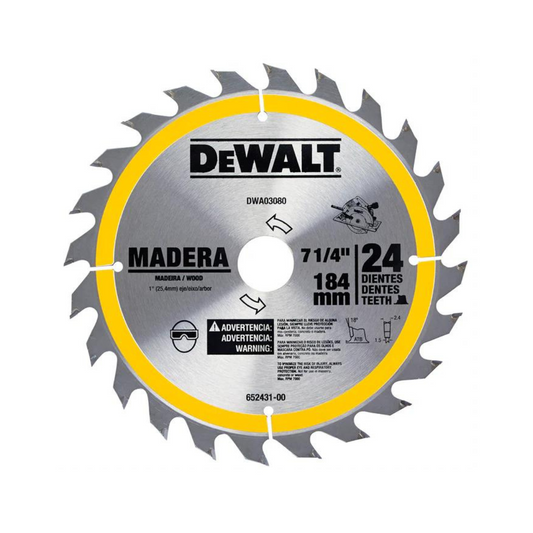 Disco de Sierra 8 1/4" x 40 Dientes x 1" con Adaptadores Dewalt  DWA03110