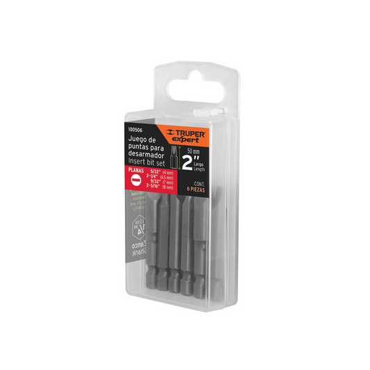 Estuche Con 6 Puntas Planas Combinadas Largo 2' 100506 Truper