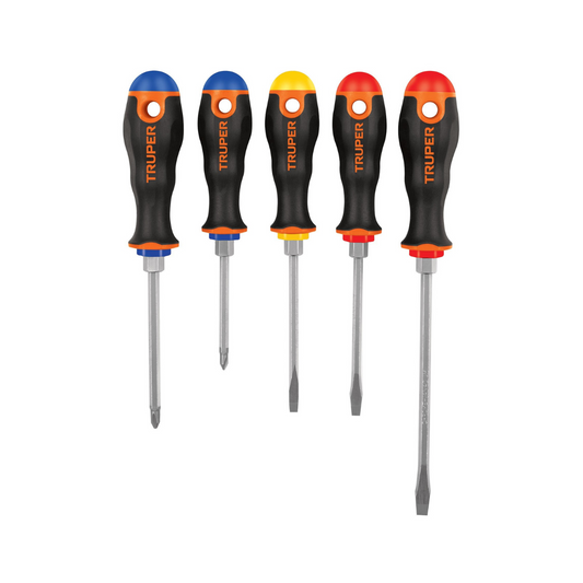 3346-Juego De 5 Desarmadores Mango Comfort Grip 14138 Truper